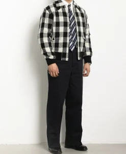 Outlet Lot 356 Buffalo Plaid Wool Ribbed Jacket - White/Black Jackets&coats