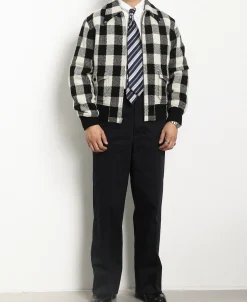 Outlet Lot 356 Buffalo Plaid Wool Ribbed Jacket - White/Black Jackets&coats