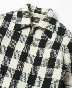 Outlet Lot 356 Buffalo Plaid Wool Ribbed Jacket - White/Black Jackets&coats