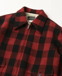 Outlet Lot 356 Buffalo Plaid Wool Ribbed Jacket - Red/Black Jackets&coats