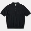 Hot Lot 917 Cotton-Blend Bouclé Polo Shirt - Black Polo Shirts | Short Sleeve T-Shirts
