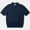 Best Lot 917 Cotton-Blend Bouclé Polo Shirt - Dark Blue Polo Shirts | Short Sleeve T-Shirts