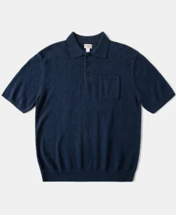 Best Lot 917 Cotton-Blend Bouclé Polo Shirt - Dark Blue Polo Shirts | Short Sleeve T-Shirts
