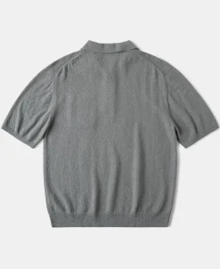 Sale Lot 917 Cotton-Blend Bouclé Polo Shirt - Gray Short Sleeve T-Shirts | Polo Shirts