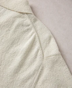 Clearance Lot 917 Cotton-Blend Bouclé Polo Shirt - Cream White Polo Shirts | Short Sleeve T-Shirts