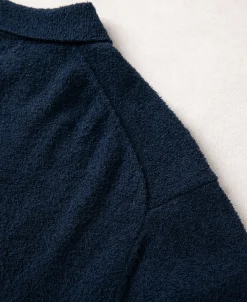 Best Lot 917 Cotton-Blend Bouclé Polo Shirt - Dark Blue Polo Shirts | Short Sleeve T-Shirts