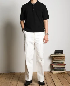 Hot Lot 917 Cotton-Blend Bouclé Polo Shirt - Black Polo Shirts | Short Sleeve T-Shirts