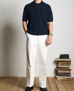 Best Lot 917 Cotton-Blend Bouclé Polo Shirt - Dark Blue Polo Shirts | Short Sleeve T-Shirts