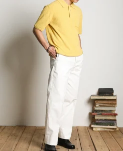Fashion Lot 917 Cotton-Blend Bouclé Polo Shirt - Yellow Polo Shirts | Short Sleeve T-Shirts