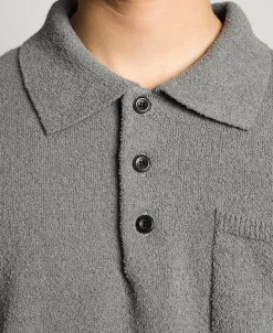 Sale Lot 917 Cotton-Blend Bouclé Polo Shirt - Gray Short Sleeve T-Shirts | Polo Shirts