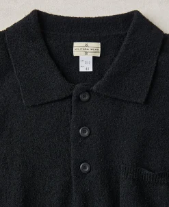 Hot Lot 917 Cotton-Blend Bouclé Polo Shirt - Black Polo Shirts | Short Sleeve T-Shirts