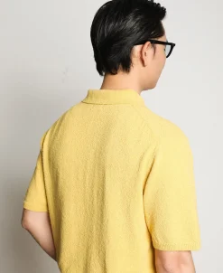 Fashion Lot 917 Cotton-Blend Bouclé Polo Shirt - Yellow Polo Shirts | Short Sleeve T-Shirts