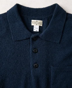 Best Lot 917 Cotton-Blend Bouclé Polo Shirt - Dark Blue Polo Shirts | Short Sleeve T-Shirts