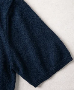 Best Lot 917 Cotton-Blend Bouclé Polo Shirt - Dark Blue Polo Shirts | Short Sleeve T-Shirts