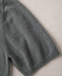 Sale Lot 917 Cotton-Blend Bouclé Polo Shirt - Gray Short Sleeve T-Shirts | Polo Shirts