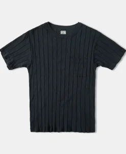Online Lot 105 Drop Needle Ribbed Pocket T-Shirt - Charcoal Black Short Sleeve T-Shirts | T-shirts