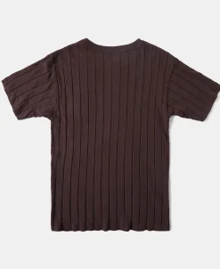 Sale Lot 105 Drop Needle Ribbed Pocket T-Shirt - Chocolate Brown Short Sleeve T-Shirts | T-shirts