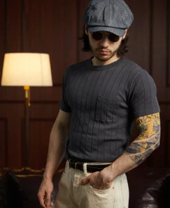 Sale Lot 105 Drop Needle Ribbed Pocket T-Shirt - Dark Gray Short Sleeve T-Shirts | T-shirts