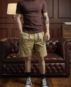 Sale Lot 105 Drop Needle Ribbed Pocket T-Shirt - Chocolate Brown Short Sleeve T-Shirts | T-shirts