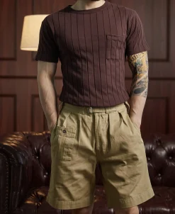 Sale Lot 105 Drop Needle Ribbed Pocket T-Shirt - Chocolate Brown Short Sleeve T-Shirts | T-shirts