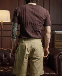 Sale Lot 105 Drop Needle Ribbed Pocket T-Shirt - Chocolate Brown Short Sleeve T-Shirts | T-shirts
