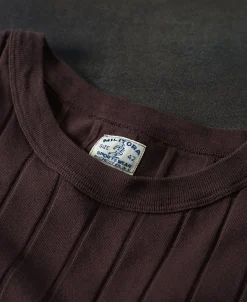 Sale Lot 105 Drop Needle Ribbed Pocket T-Shirt - Chocolate Brown Short Sleeve T-Shirts | T-shirts