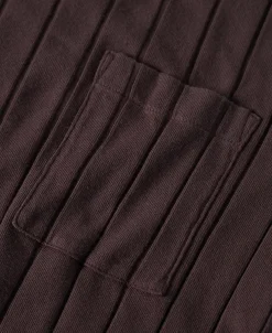 Sale Lot 105 Drop Needle Ribbed Pocket T-Shirt - Chocolate Brown Short Sleeve T-Shirts | T-shirts