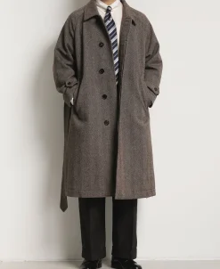Best Lot 320 Herringbone Wool Balmacaan Long Coat Jackets&coats