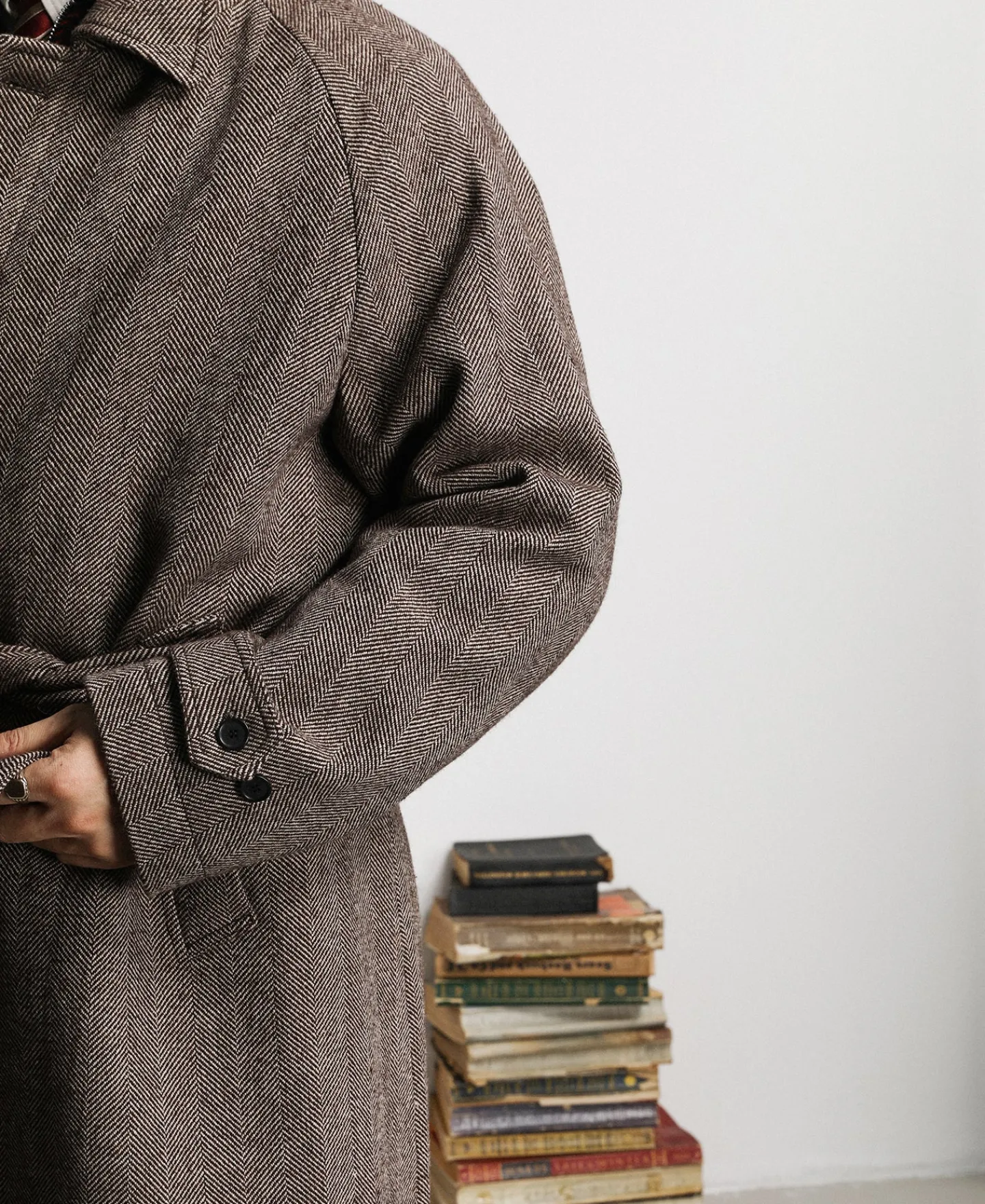 Best Lot 320 Herringbone Wool Balmacaan Long Coat Jackets&coats