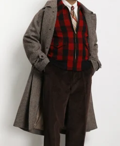 Best Lot 320 Herringbone Wool Balmacaan Long Coat Jackets&coats