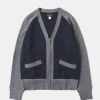 Fashion Lot 913 1940s Contrast Wool Cardigan - Navy/Gray Knitwear&sweaters