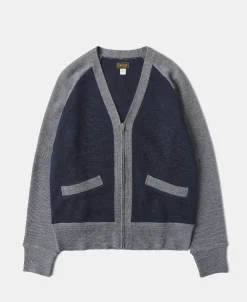 Fashion Lot 913 1940s Contrast Wool Cardigan - Navy/Gray Knitwear&sweaters