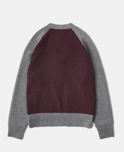Outlet Lot 913 1940s Contrast Wool Cardigan - Wine Red/Gray Knitwear&sweaters