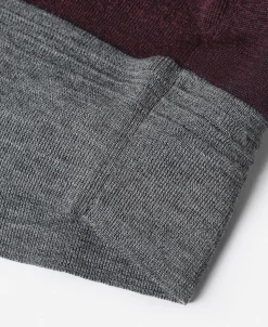 Outlet Lot 913 1940s Contrast Wool Cardigan - Wine Red/Gray Knitwear&sweaters
