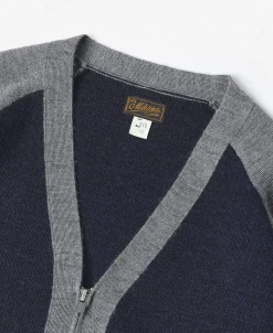Fashion Lot 913 1940s Contrast Wool Cardigan - Navy/Gray Knitwear&sweaters