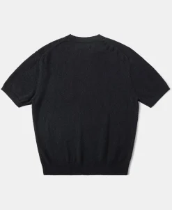 Discount Lot 918 1940s Cotton-Blend Bouclé Pocket T-Shirt - Black Short Sleeve T-Shirts | T-shirts