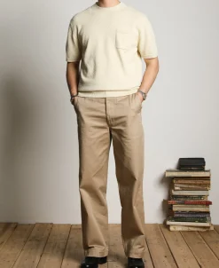 Fashion Lot 918 1940s Cotton-Blend Bouclé Pocket T-Shirt - Ivory Short Sleeve T-Shirts | T-shirts