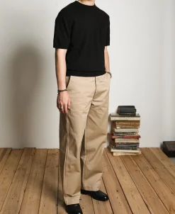Discount Lot 918 1940s Cotton-Blend Bouclé Pocket T-Shirt - Black Short Sleeve T-Shirts | T-shirts