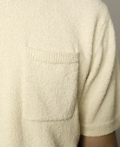 Fashion Lot 918 1940s Cotton-Blend Bouclé Pocket T-Shirt - Ivory Short Sleeve T-Shirts | T-shirts