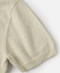 Fashion Lot 918 1940s Cotton-Blend Bouclé Pocket T-Shirt - Ivory Short Sleeve T-Shirts | T-shirts