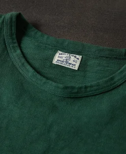 Sale Lot 102 1940s Heavyweight Slub Pocket T-Shirt - Dark Green Short Sleeve T-Shirts | T-shirts