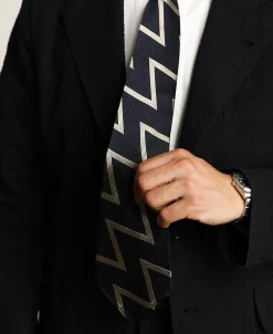 Sale Lot 604 1930s Jacquard Silk Tie - Dark Blue Ties&pocket Squares