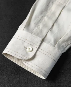 Clearance Lot 215 1930s Jacquard Stripe Point Collar Dress Shirt Long Sleeve Shirts | Shirts