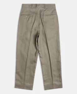 Outlet Lot 841 1940s Linen Two Tuck Slacks - Khaki Green Pants&trousers