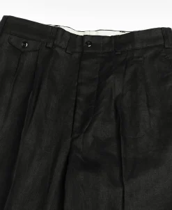 New Lot 841 1940s Linen Two Tuck Slacks - Black Pants&trousers
