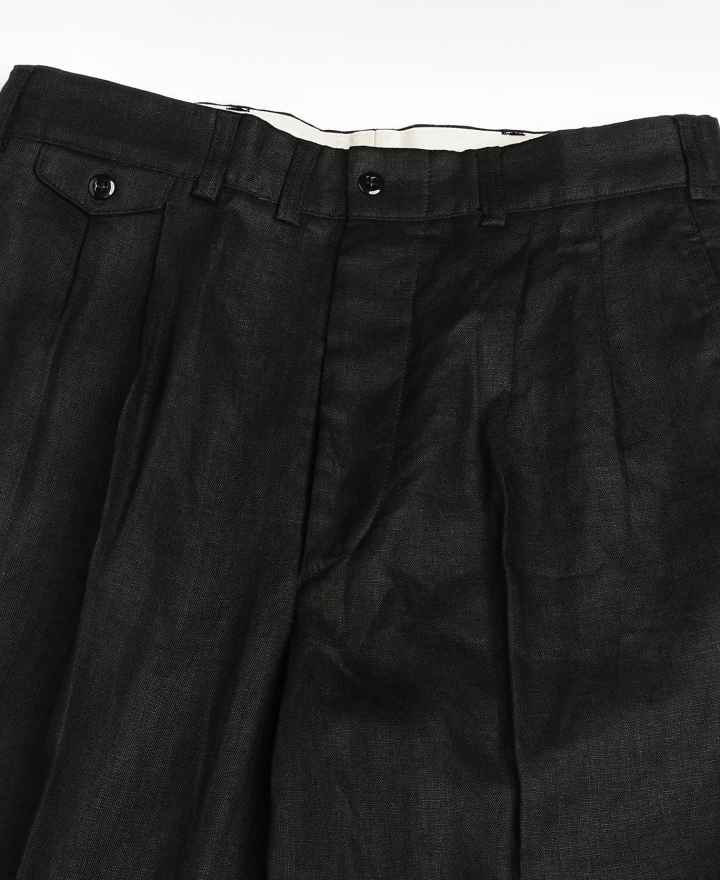 New Lot 841 1940s Linen Two Tuck Slacks - Black Pants&trousers