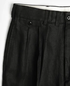 New Lot 841 1940s Linen Two Tuck Slacks - Black Pants&trousers