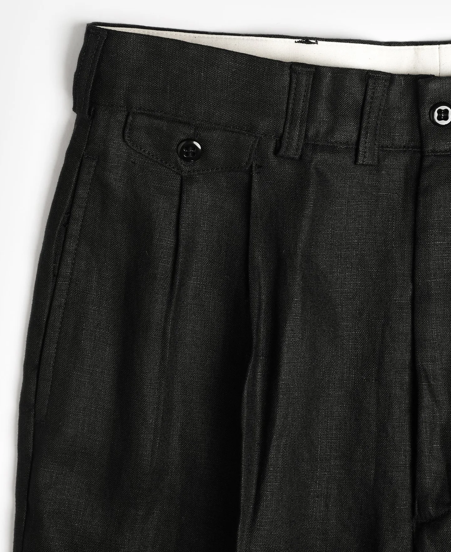 New Lot 841 1940s Linen Two Tuck Slacks - Black Pants&trousers
