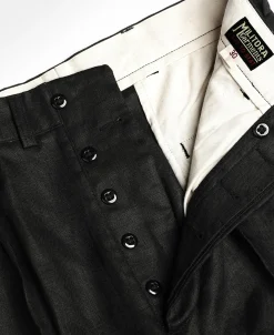 New Lot 841 1940s Linen Two Tuck Slacks - Black Pants&trousers