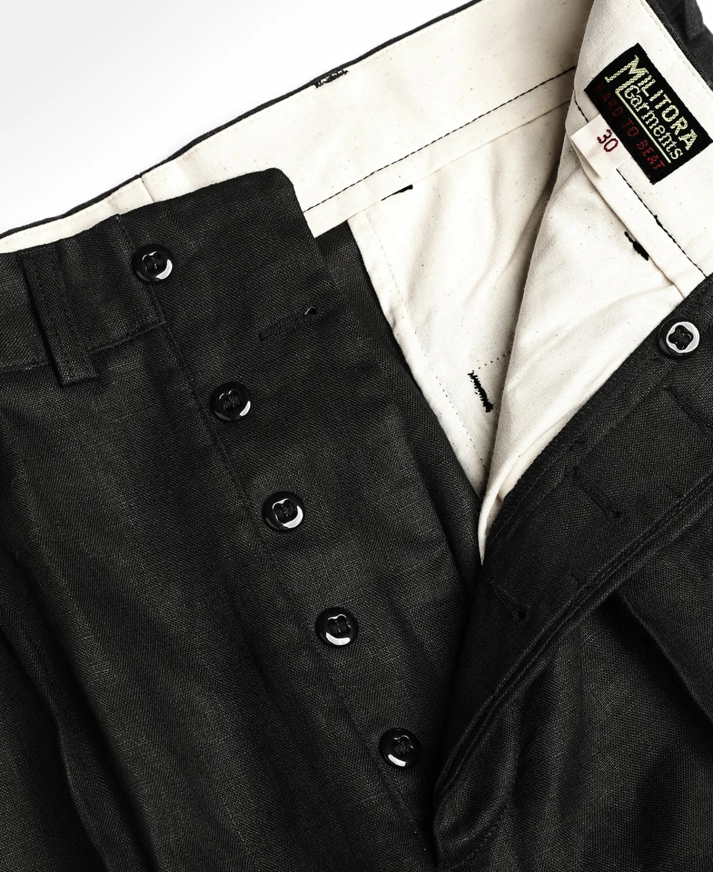 New Lot 841 1940s Linen Two Tuck Slacks - Black Pants&trousers